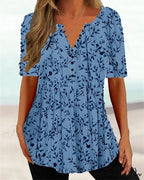 with T-shirt V-neck short printed sleeves