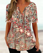 with T-shirt V-neck short printed sleeves