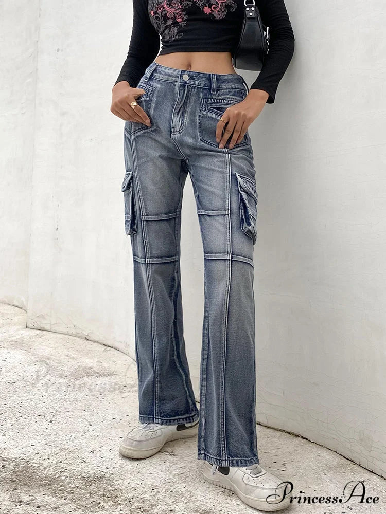 Woman Low Waisted Pockets Trousers