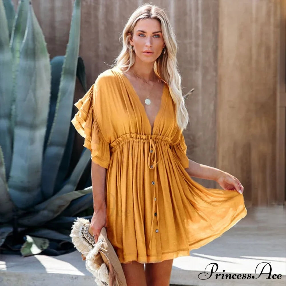 Women Beachwear Bandeau Mini Dress