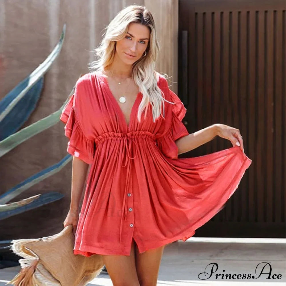 Women Beachwear Bandeau Mini Dress