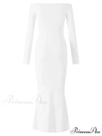 Women Bow Patchwork Sleeve Elegant Solid Slash Neck Off Shoulder Party Beach Club Vestido Streetwear