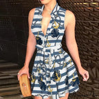 Women Chain Print Sleeveless Dress