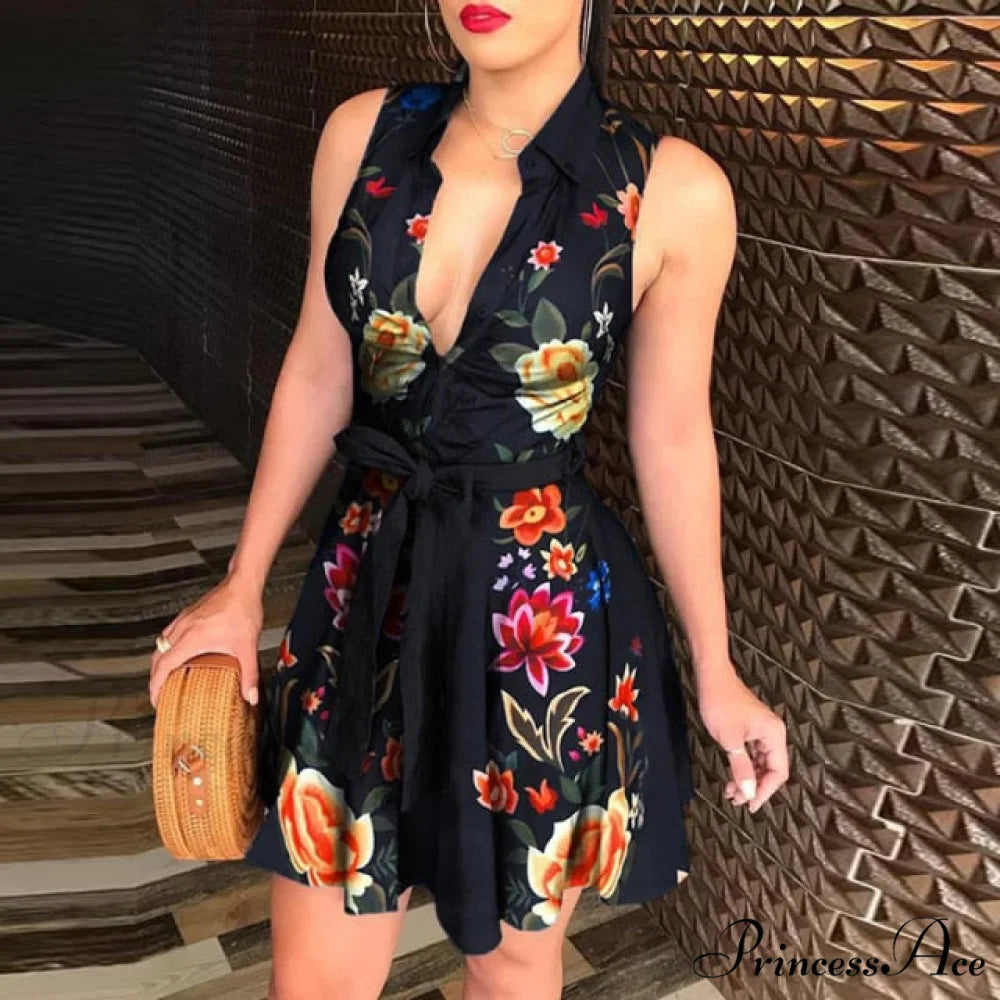 Women Chain Print Sleeveless Dress