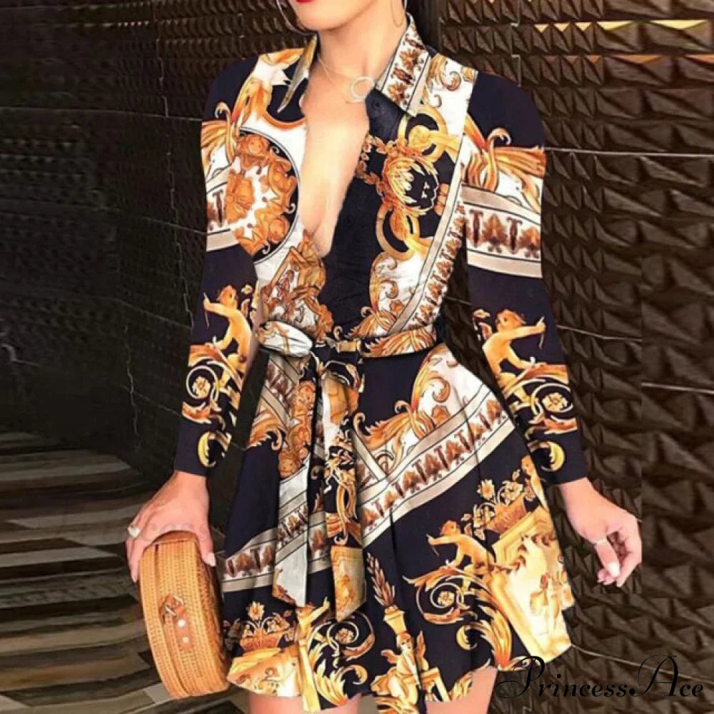 Women Chain Print Sleeveless Dress