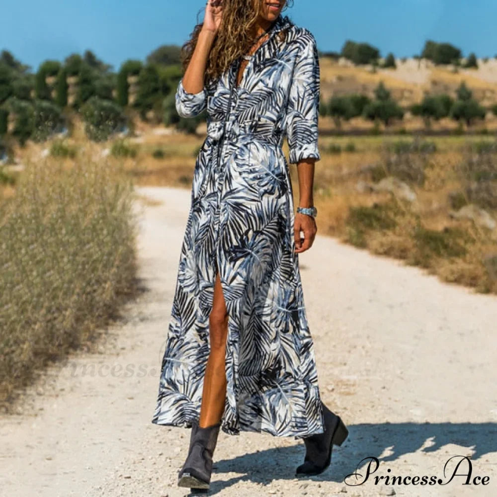 Women Chiffon Button Shirt Dress