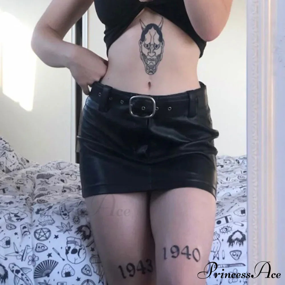 Women Comfy Pu Leather Black Skirt