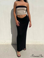 Women Crop Top Maxi Dress