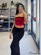 Women Crop Top Maxi Dress