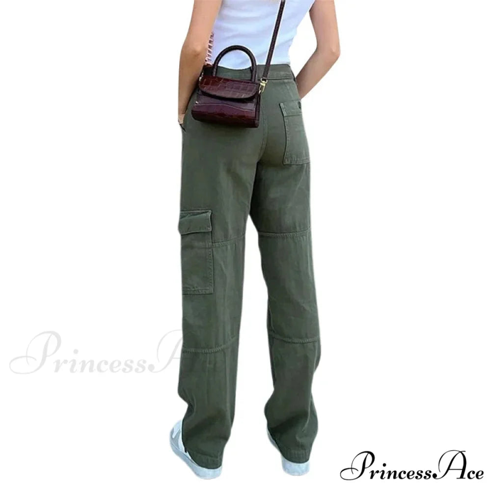 Women Denim Army Green Black Brown Solid Color Casual Fashion Chic Female Cool Girls Streetwear Jeans