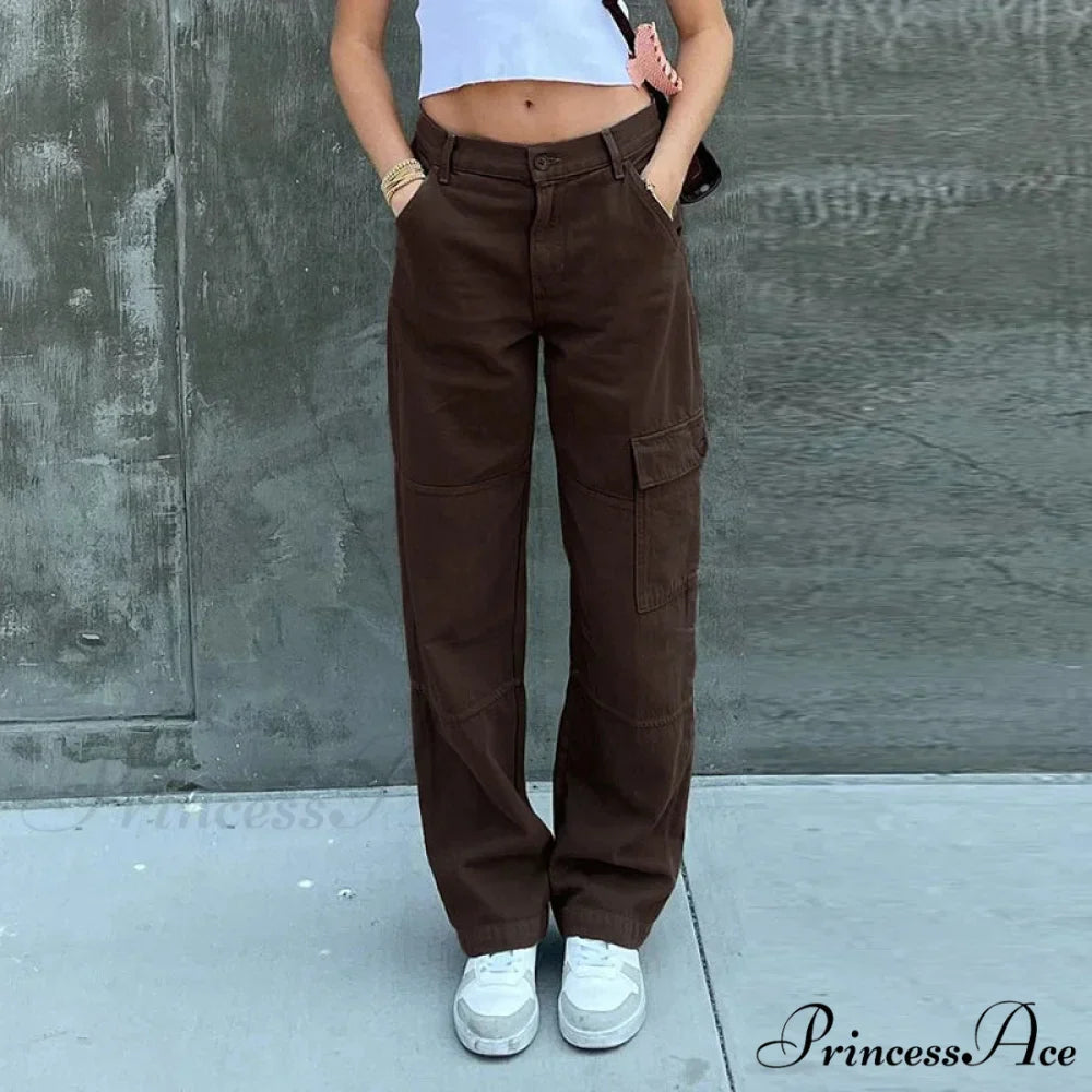 Women Denim Army Green Black Brown Solid Color Casual Fashion Chic Female Cool Girls Streetwear Jeans