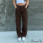 Women Denim Army Green Black Brown Solid Color Casual Fashion Chic Female Cool Girls Streetwear Jeans