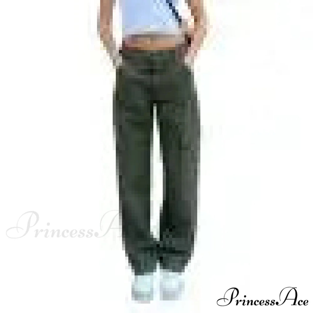 Women Denim Army Green Black Brown Solid Color Casual Fashion Chic Female Cool Girls Streetwear Jeans