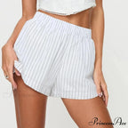 Women Gingham Boxer Striped Elastic High Waist Pajama Plaid Printed Button Lounge Short
