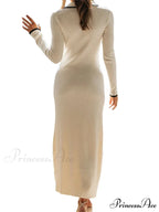 Women Knitted Sleeve Turn-down Neck Buttons Up Ribbed Party Slim Fit Fall Female Vestidos