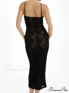 Women Lace Floral See Through Mid Elegant Sleeveless Criss-cross Off Shoulder Party Summer Vestidos