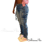 Women Long Cargo Pant Slim Fit Regular Y2K Casual Slim Fit Low Waist Splice Denim Trousers Zipper Summer Jeans