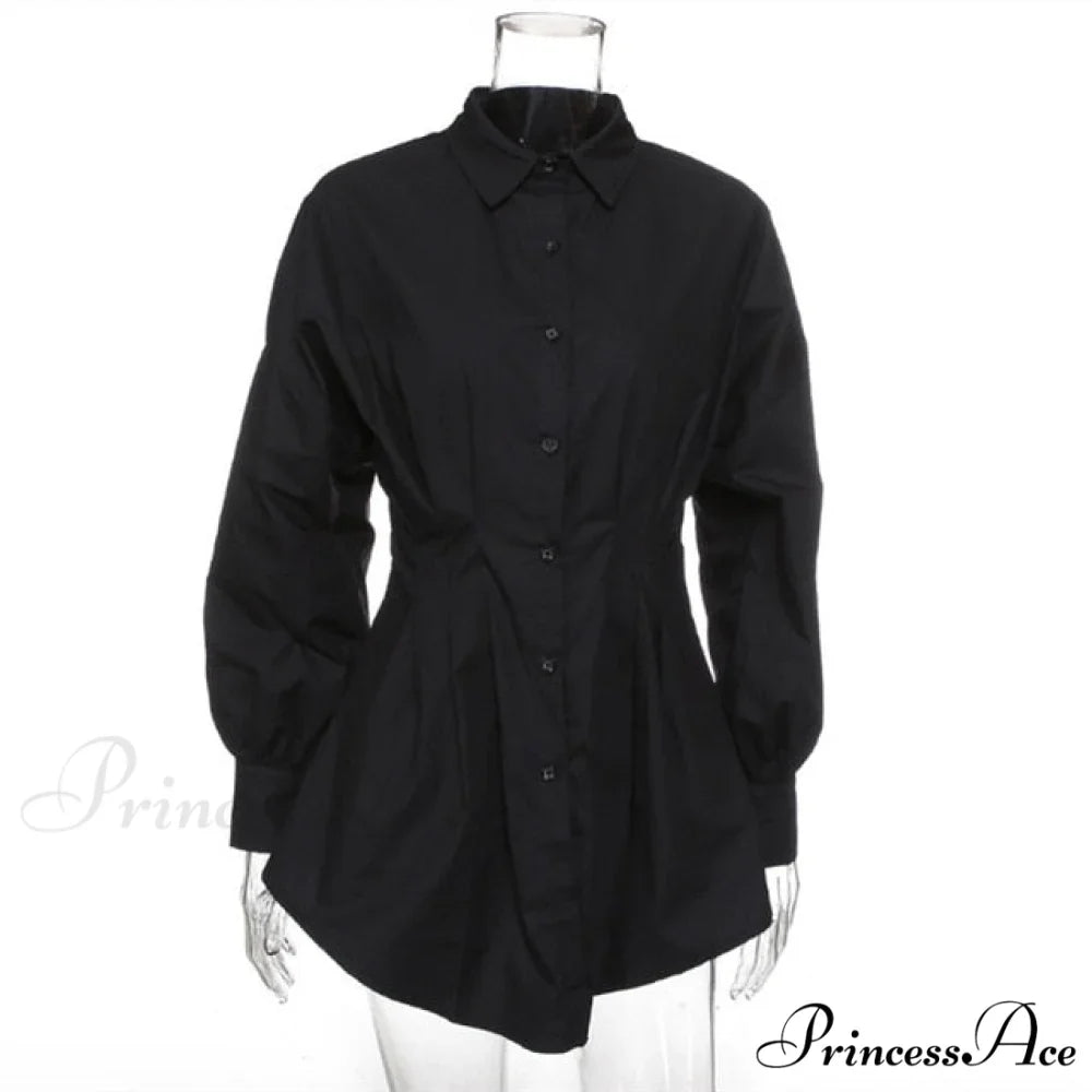 Women Long Sleeve Mini Shirt Dress