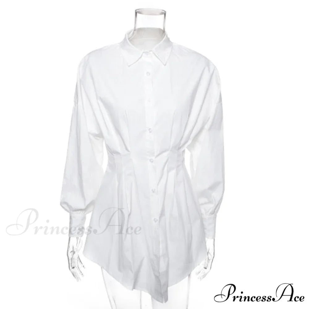 Women Long Sleeve Mini Shirt Dress