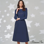 Women Long Sleeve Slim Fit PU Dress