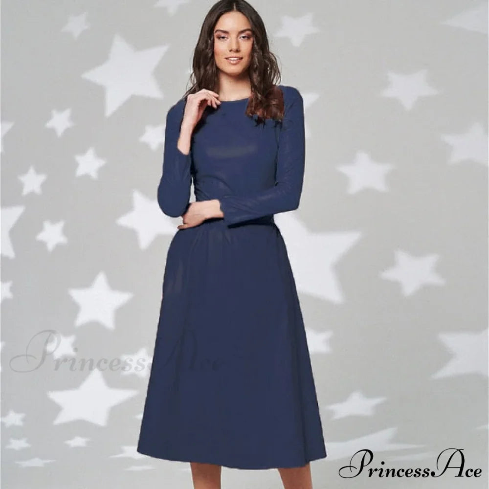 Women Long Sleeve Slim Fit PU Dress