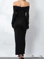 Women Ruched Slash Neck Off-shoulder Sleeve Solid Slim Fit Bodycon Cocktail Party Vestidos