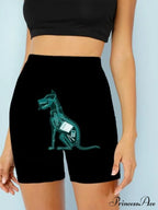 Women Skeleton Short Dancing Rock High Waist Womens Pants