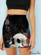 Women Skeleton Short Dancing Rock High Waist Womens Pants