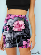 Women Skeleton Short Dancing Rock High Waist Womens Pants