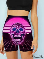Women Skeleton Short Dancing Rock High Waist Womens Pants