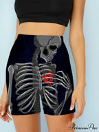 Women Skeleton Short Dancing Rock High Waist Womens Pants