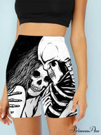 Women Skeleton Short Dancing Rock High Waist Womens Pants