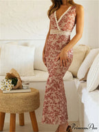 Women Sleeveless Lace Trim Tank Summer Floral Print Party for Cocktail Beach Club Vestido Streetwear