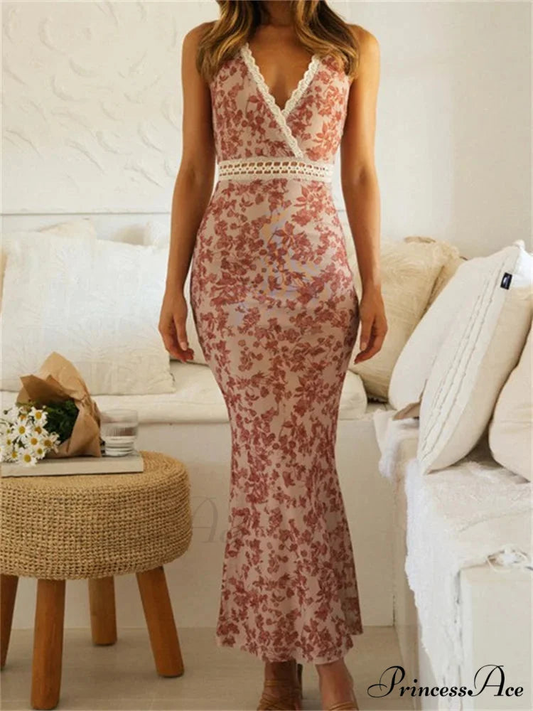 Women Sleeveless Lace Trim Tank Summer Floral Print Party for Cocktail Beach Club Vestido Streetwear