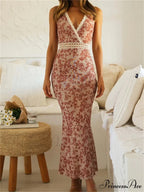 Women Sleeveless Lace Trim Tank Summer Floral Print Party for Cocktail Beach Club Vestido Streetwear