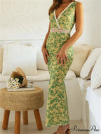 Women Sleeveless Lace Trim Tank Summer Floral Print Party for Cocktail Beach Club Vestido Streetwear