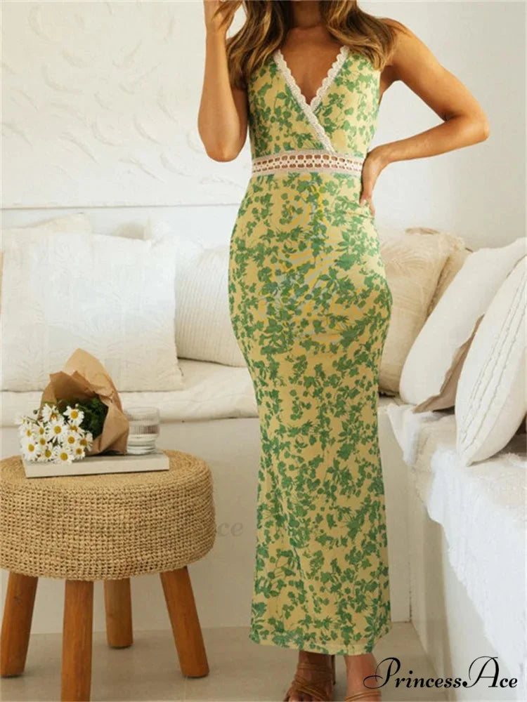Women Sleeveless Lace Trim Tank Summer Floral Print Party for Cocktail Beach Club Vestido Streetwear