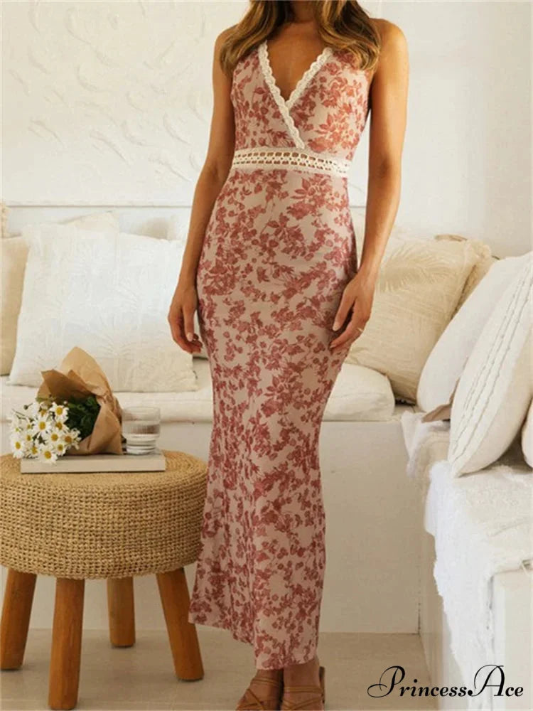 Women Sleeveless Lace Trim Tank Summer Floral Print Party for Cocktail Beach Club Vestido Streetwear