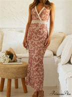 Women Sleeveless Lace Trim Tank Summer Floral Print Party for Cocktail Beach Club Vestido Streetwear