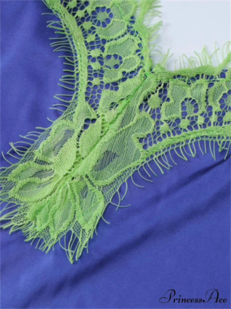 Women Sleeveless Spaghetti Strap Lace Patchwork Summer Party for Cocktail Beach Vestidos Streetwear