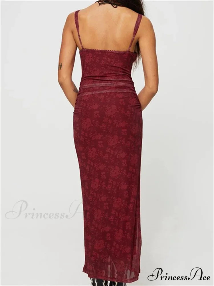 Women Sleeveless Strap Summer Vintage Floral V-neck Party for Cocktail Beach Vestido Streetwear