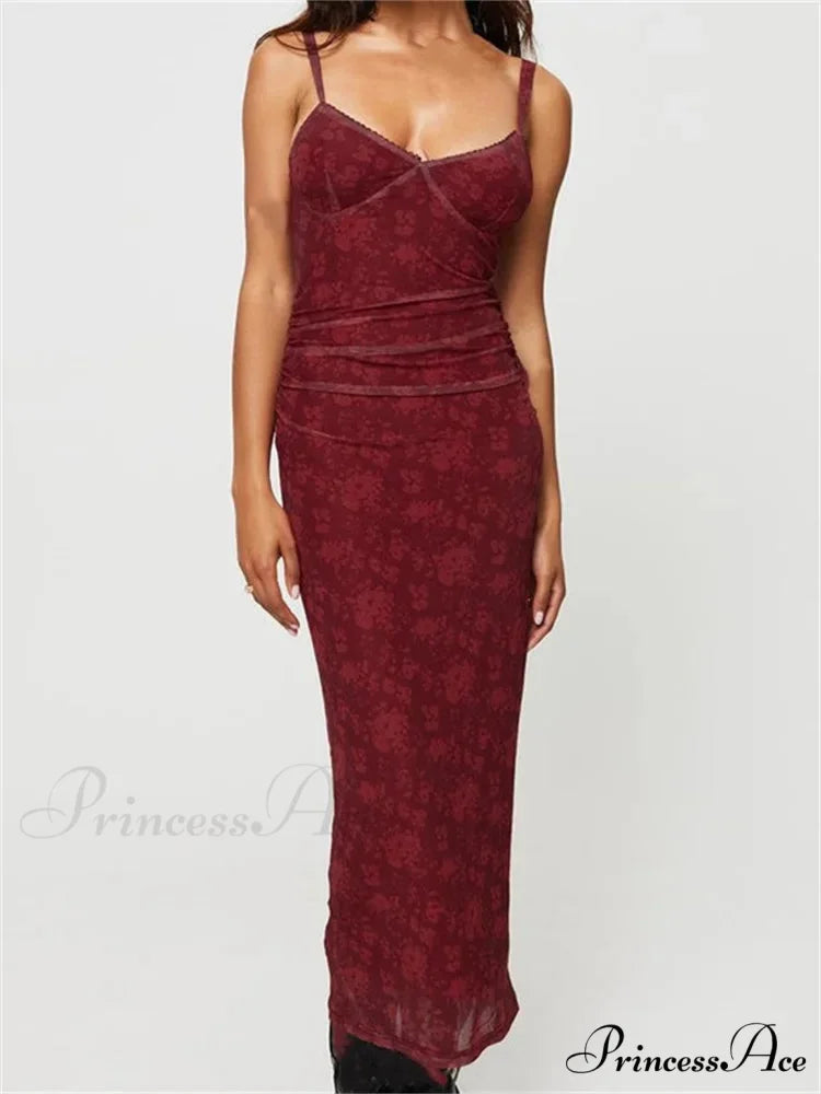 Women Sleeveless Strap Summer Vintage Floral V-neck Party for Cocktail Beach Vestido Streetwear