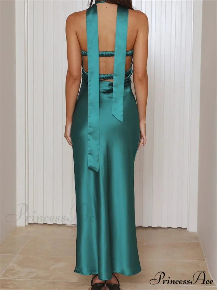 Women Summer Satin Tube Solid Color Strapless Off Shoulder Slim 3D Flower Vestidos with Scarf