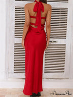 Women Summer Satin Tube Solid Color Strapless Off Shoulder Slim 3D Flower Vestidos with Scarf