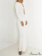 Women Vintage Elegant Sleeve Front Cutout Tie-up Solid Color Solid Color Party Autumn Vestidos