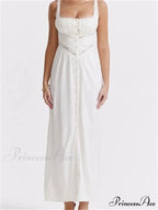 Women Y2K Low Cut Square Neck Boho Lace Floral Patchwork Sleeveless Strap Ruched Vestidos Sundress