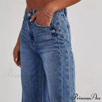 Women's Denim High Waist Fashion Wide Leg Pants Trousers Autumn Tide Straight Pants De Mujer Frayed Hem Jeans