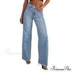 Women's Denim High Waist Fashion Wide Leg Pants Trousers Autumn Tide Straight Pants De Mujer Frayed Hem Jeans