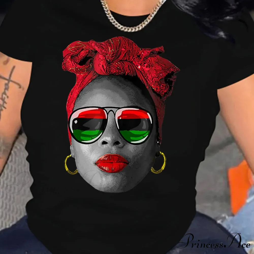 Women's Figure Print Spring & Summer Casual Short Sleeve Round Neck Medium Stretch T-shirt