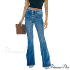 Women's Flared Patchwork Vintage Fashion Stretch High Waist Casual Slim Streetwear Wide Leg Flare Jean